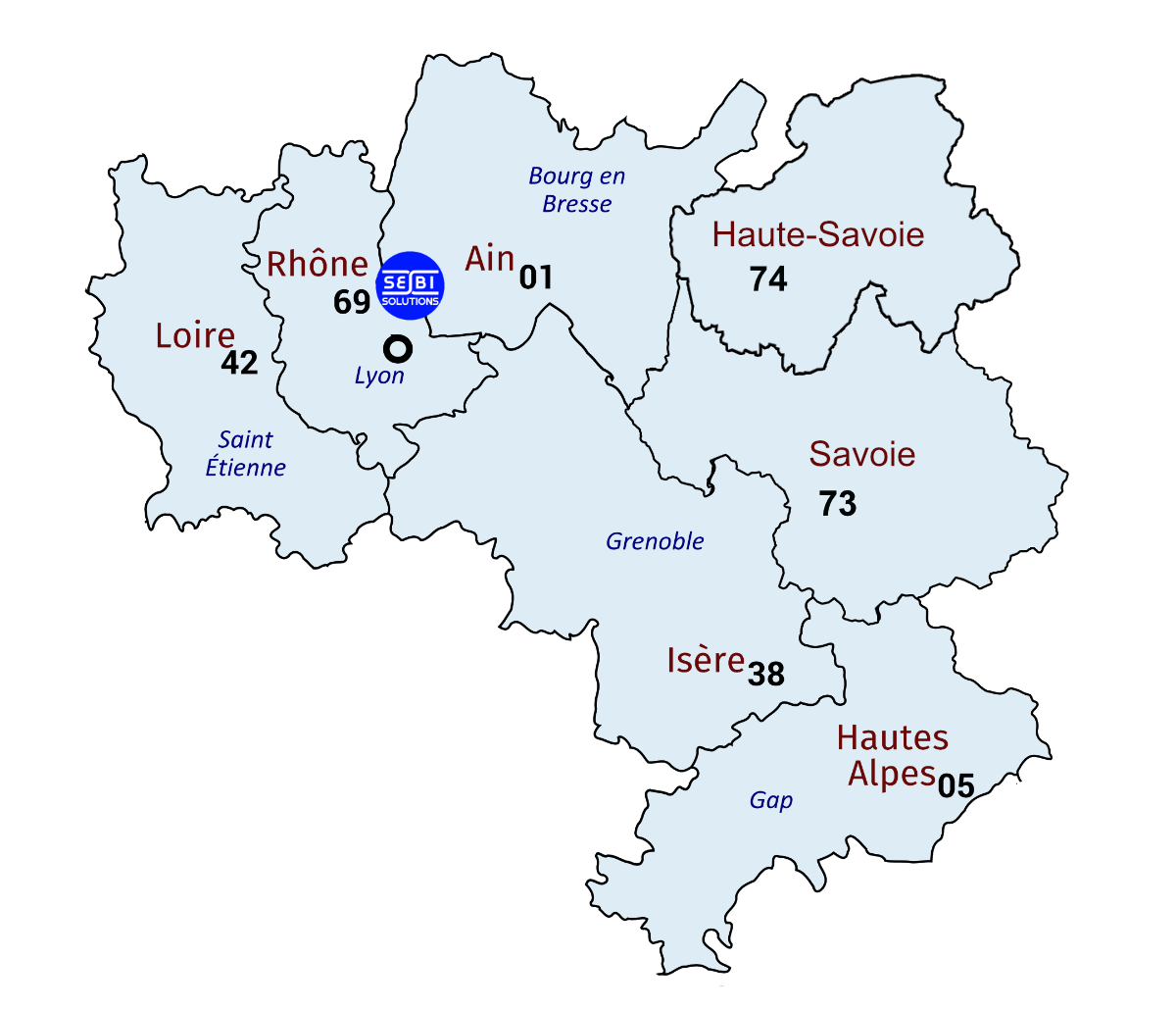 Zone d'intervention SEBI Rhone-Alpes